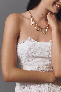 Anna Sui Strapless Lace Applique Mini Dress
