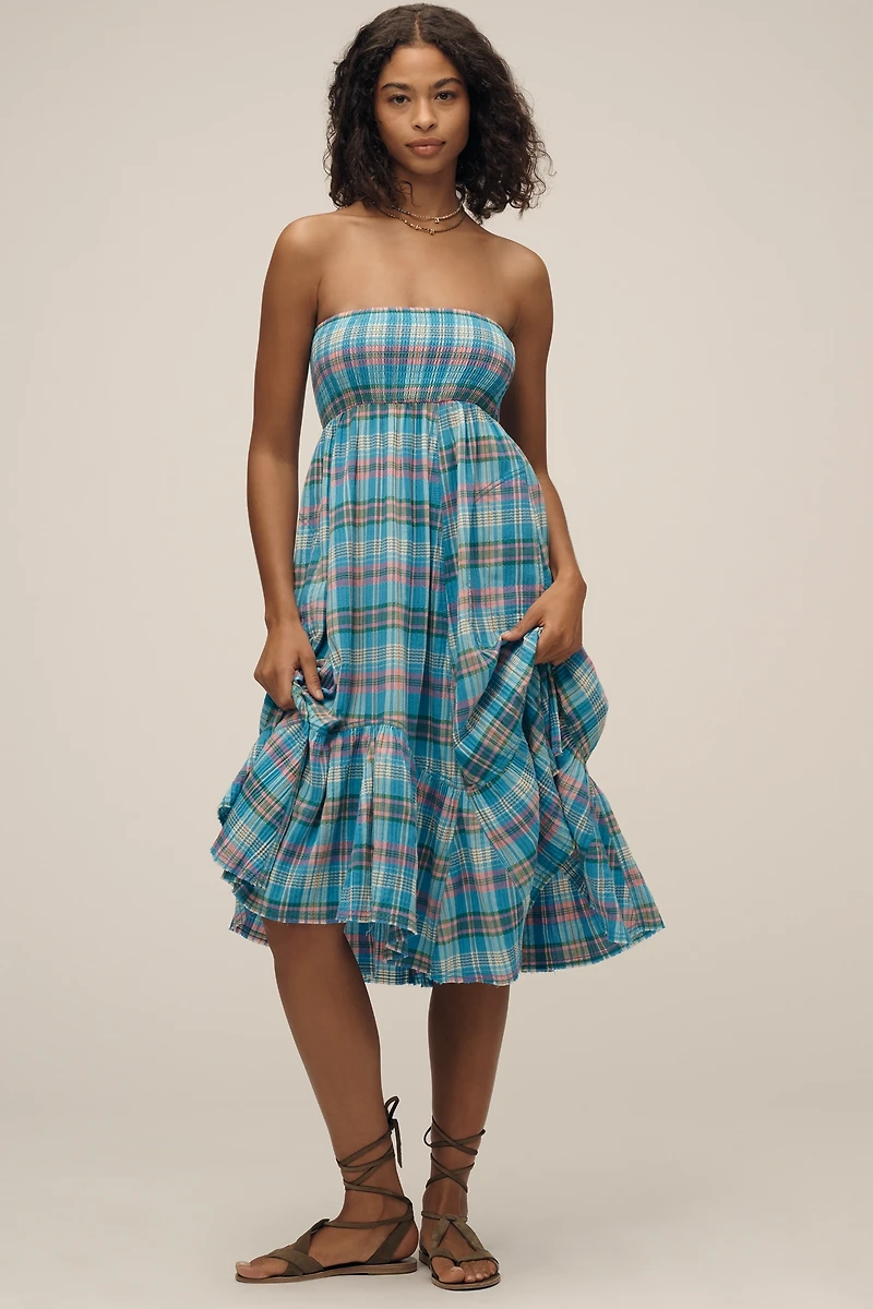 Pilcro Strapless Flounced Midi Dress