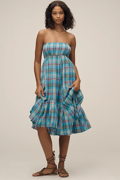 Pilcro Strapless Flounced Midi Dress