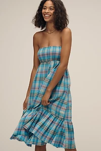 Pilcro Strapless Flounced Midi Dress