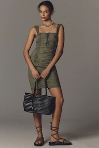 Pilcro Ruched Bubble-Hem Midi Dress