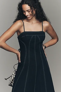 Marin Square-Neck Denim Midi Dress by Pilcro