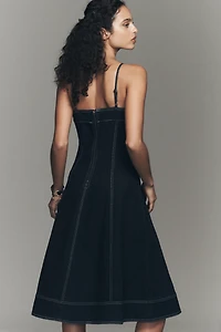 Marin Square-Neck Denim Midi Dress by Pilcro