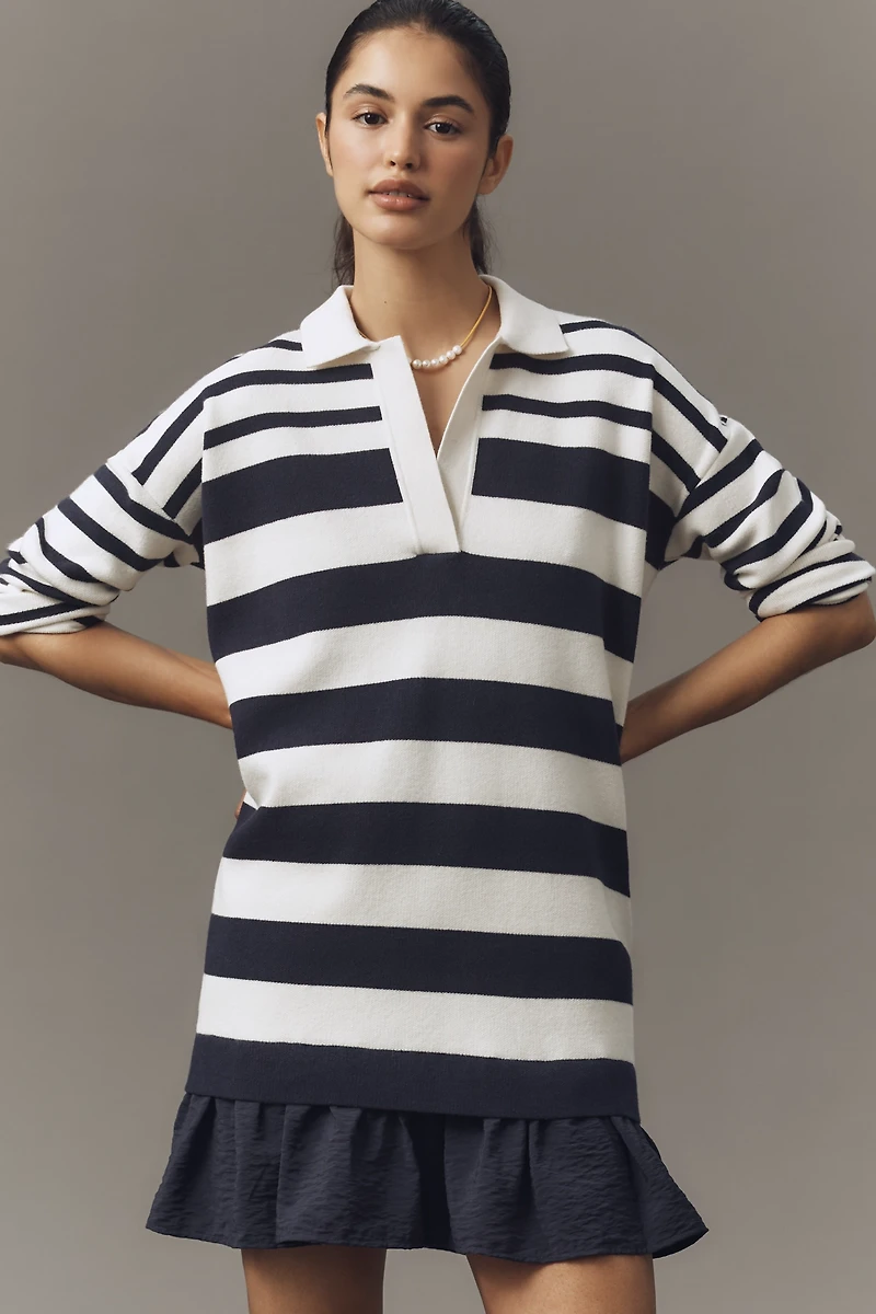 Maeve Twofer Polo Mini Sweater Dress