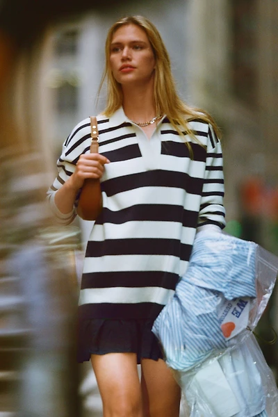 Maeve Twofer Polo Mini Sweater Dress