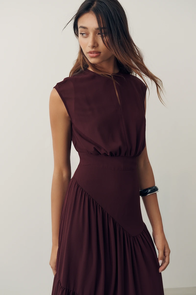 By Anthropologie Waisted Cap-Sleeve Dress