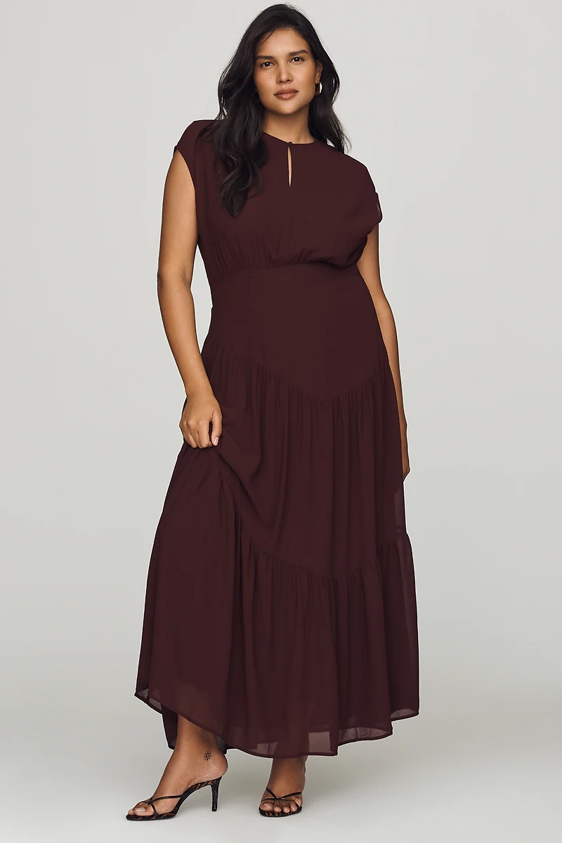 By Anthropologie Waisted Cap-Sleeve Dress