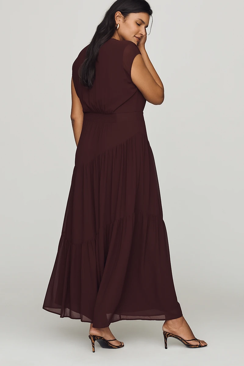 By Anthropologie Waisted Cap-Sleeve Dress