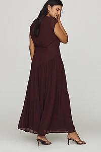 By Anthropologie Waisted Cap-Sleeve Dress