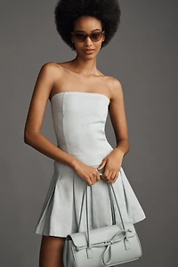 Bishop + Young Positano Strapless Linen Pleated Mini Dress