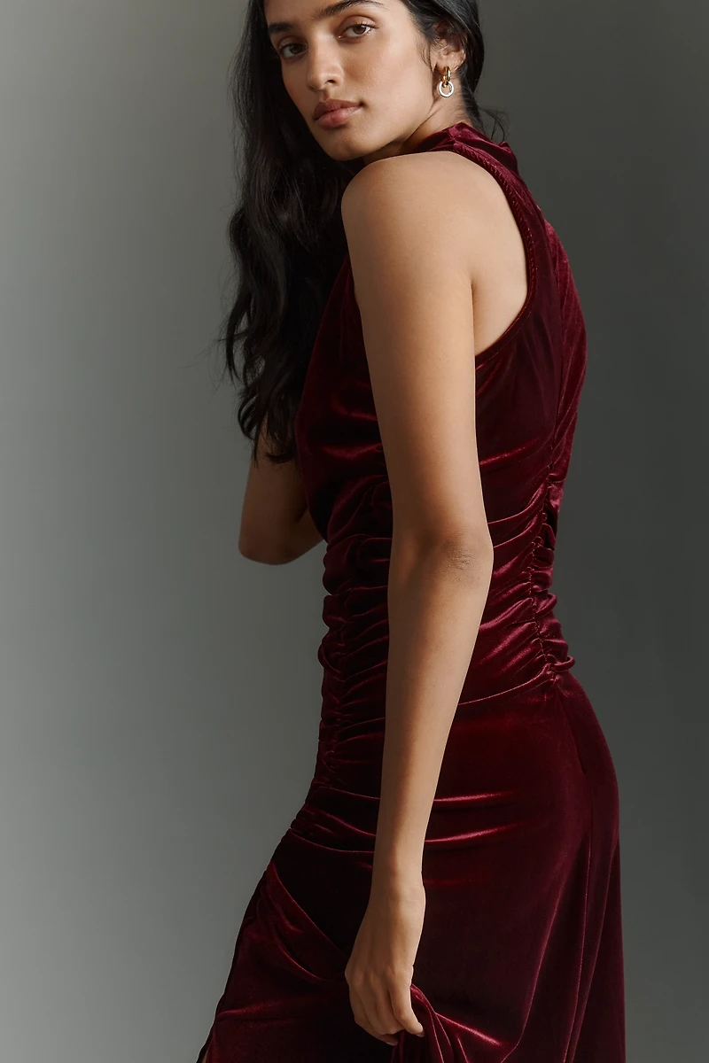 Bishop + Young Halter Velvet Midi Dress