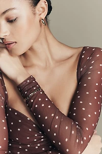 Maeve Sweetheart Mesh Midi Dress