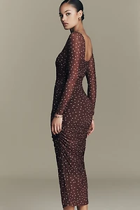 Maeve Sweetheart Mesh Midi Dress