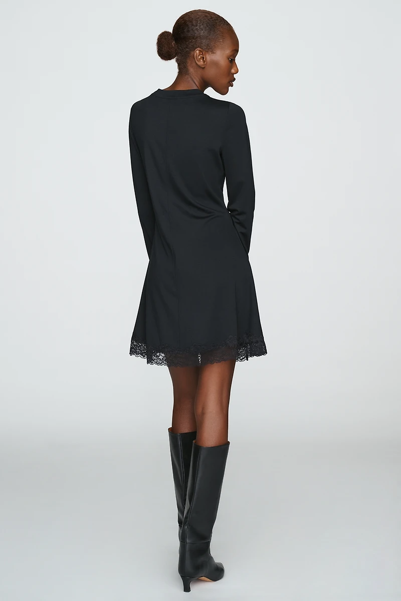 By Anthropologie Knit Lace-Trim Mini Dress