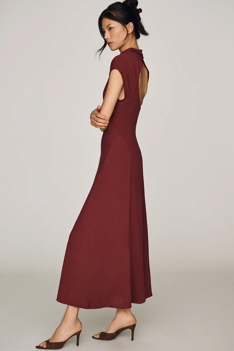 By Anthropologie Mock-Neck Slim Midi Dress