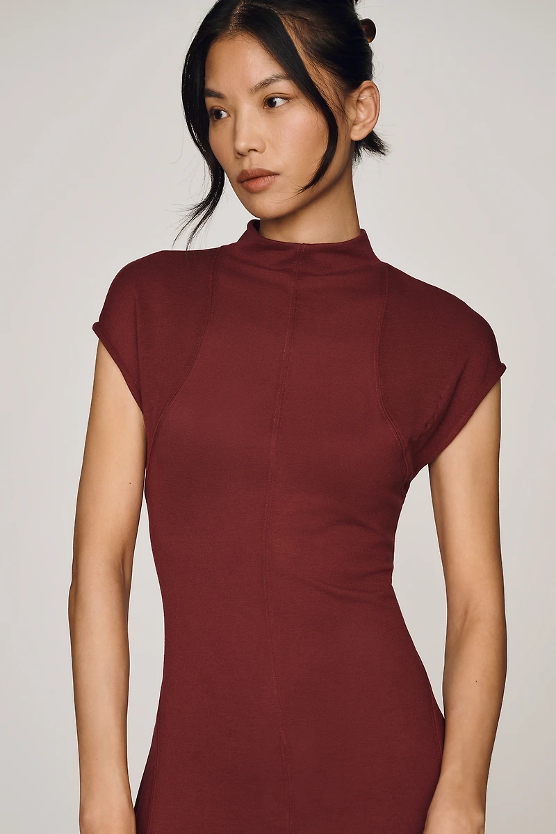 By Anthropologie Mock-Neck Slim Midi Dress