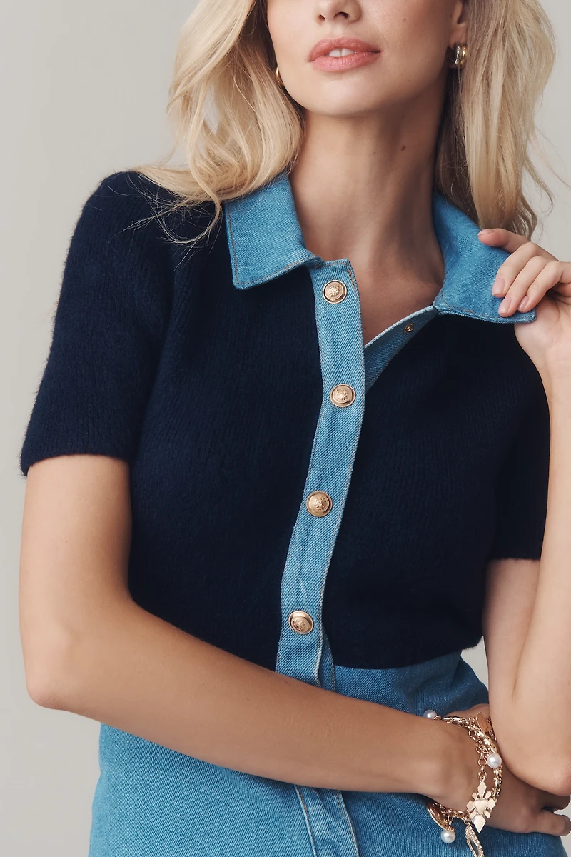 Pilcro Denim Sweater Shirt Dress