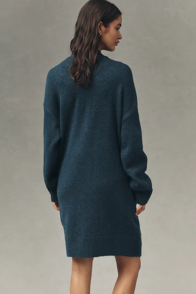 By Anthropologie Long-Sleeve Embellished Sweater Mini Dress