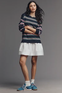 Maeve Twofer Long-Sleeve Drop-Waist Mini Dress
