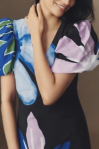 By Anthropologie Puff-Sleeve A-Line Maxi Dress