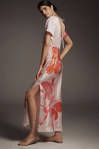 By Anthropologie Short-Sleeve Maxi Slip Dress