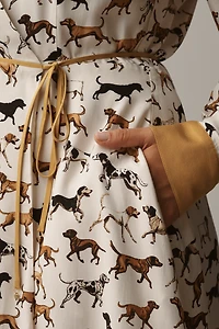Maeve Long-Sleeve Printed Wrap Mini Shirt Dress