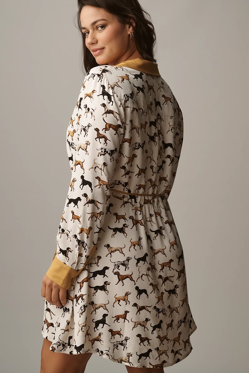Maeve Long-Sleeve Printed Wrap Mini Shirt Dress
