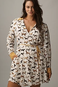 Maeve Long-Sleeve Printed Wrap Mini Shirt Dress