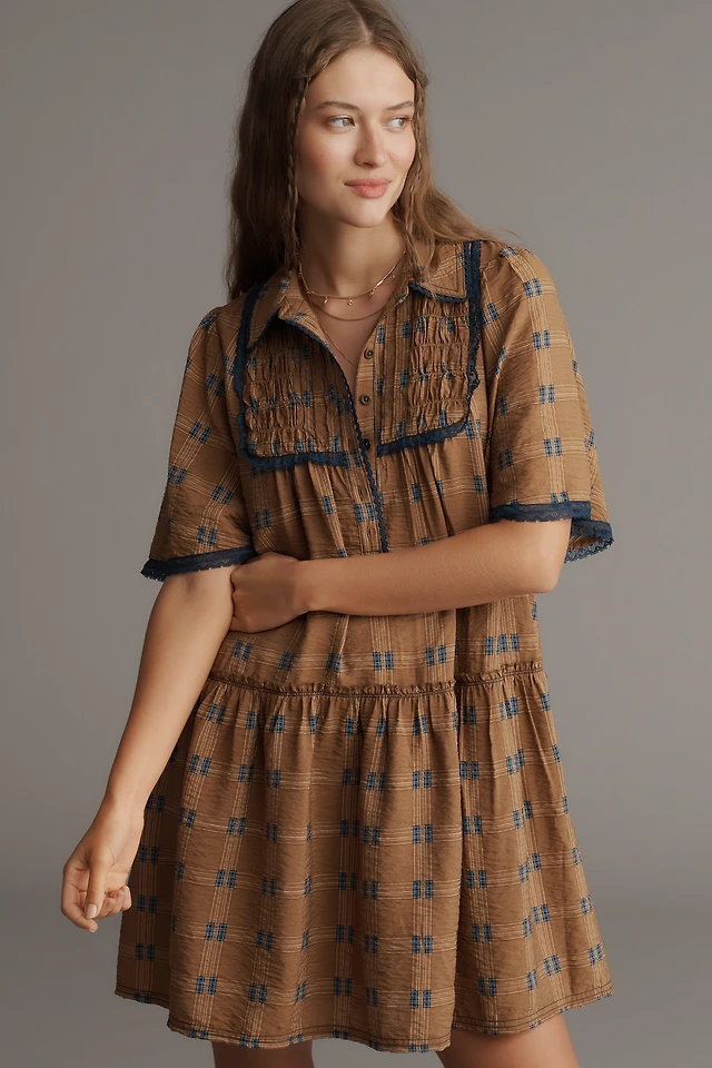 pilcro short-sleeve bow-front tunic mini dress Short-Sleeve Bow-Front Tunic Mini Dress