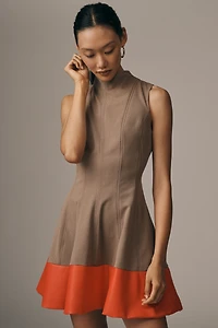 By Anthropologie Mock-Neck Faux-Leather Mini Dress