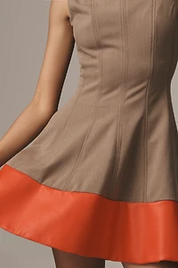 By Anthropologie Mock-Neck Faux-Leather Mini Dress
