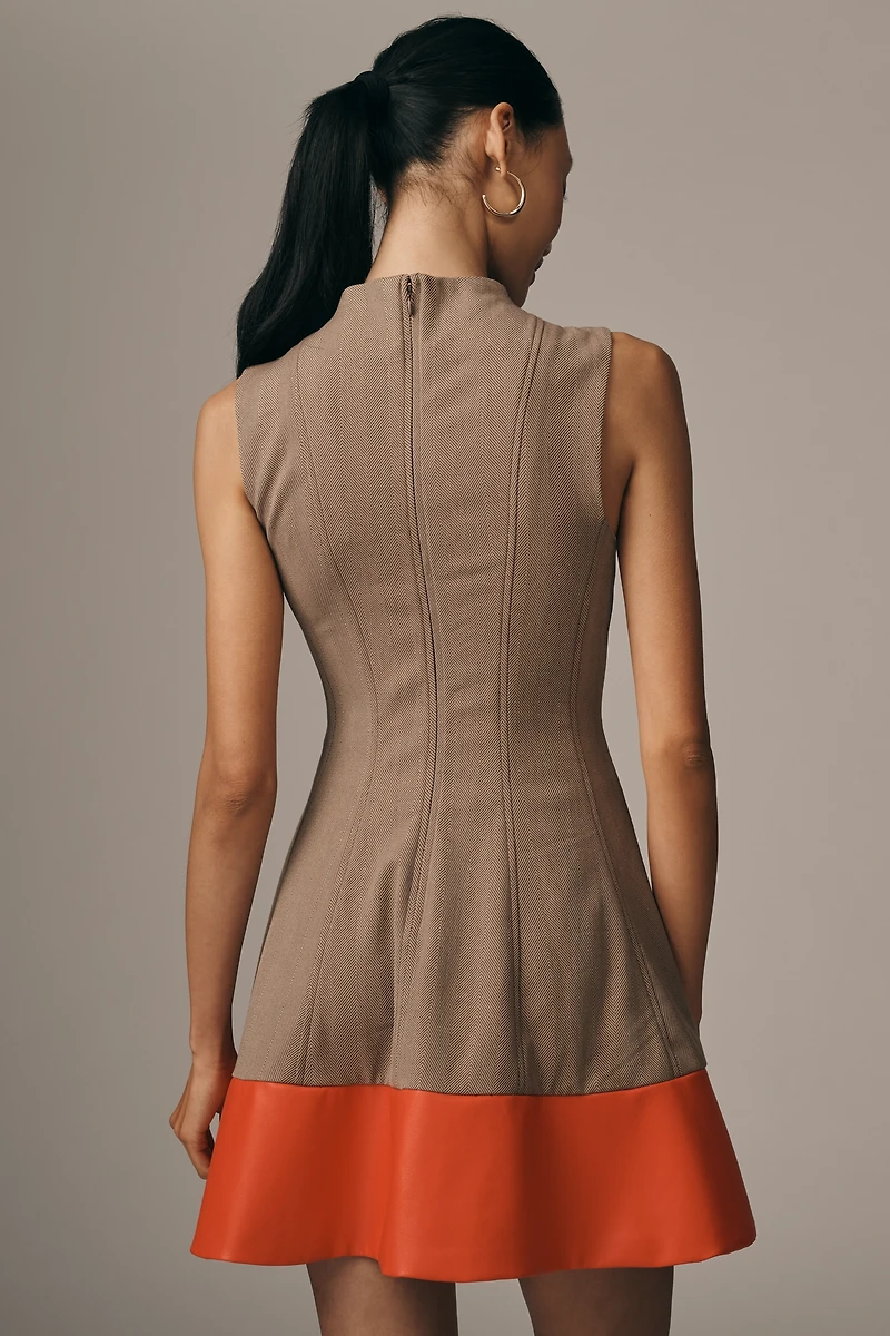By Anthropologie Mock-Neck Faux-Leather Mini Dress