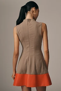 By Anthropologie Mock-Neck Faux-Leather Mini Dress
