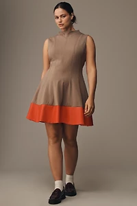 Maeve Faux Leather Mock-Neck Mini Dress