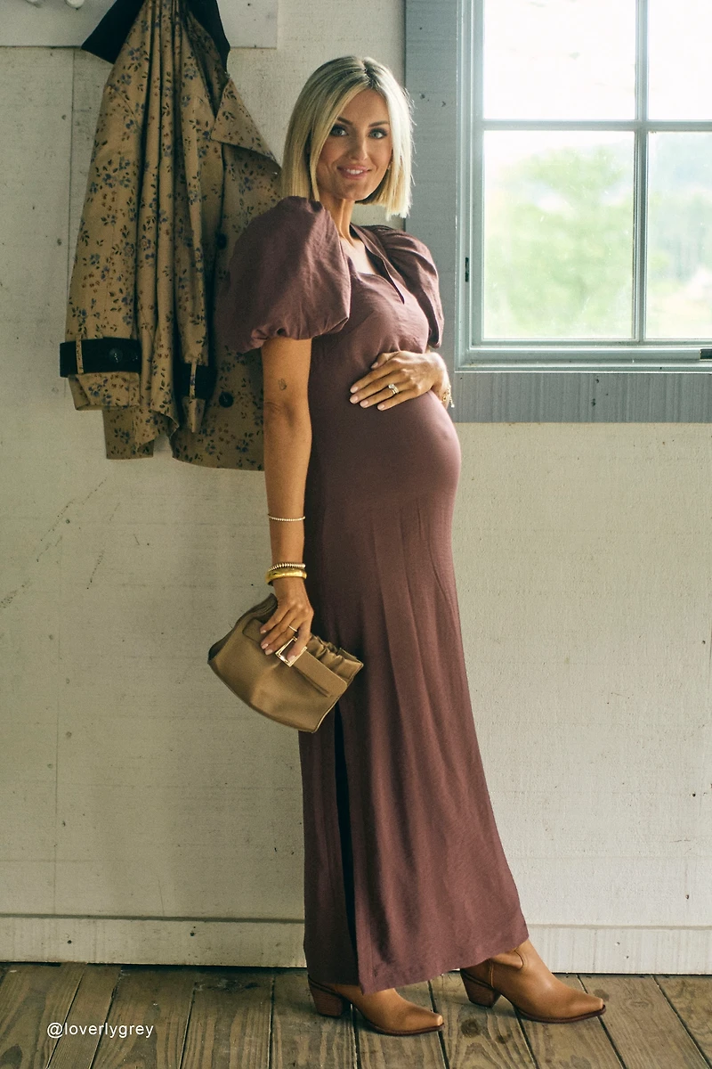 @loverlygrey x Anthropologie Puff-Sleeve V-Neck Maxi Dress
