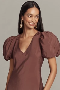 @loverlygrey x Anthropologie Puff-Sleeve V-Neck Maxi Dress