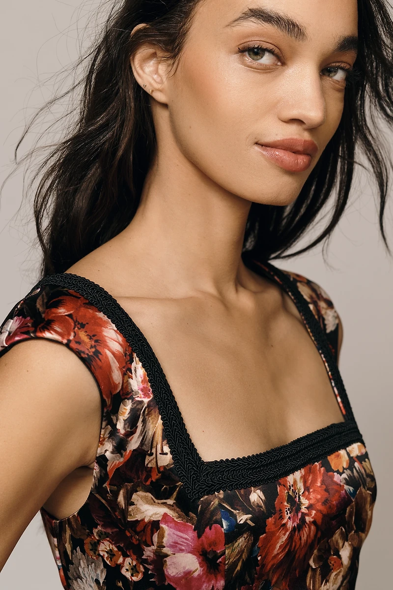 Maeve Square-Neck Patterned Mini Dress