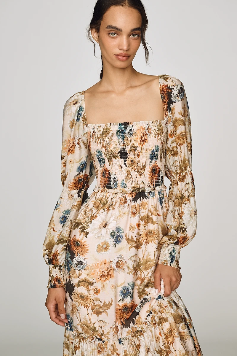 By Anthropologie Puff Sleeve Midi Dress