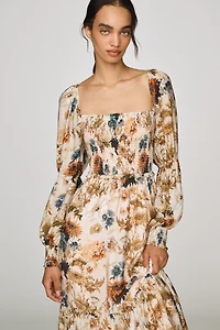 By Anthropologie Puff Sleeve Midi Dress