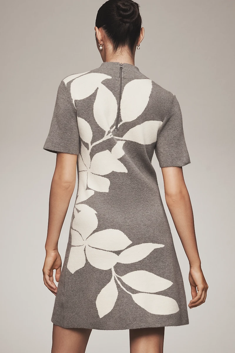 Nina Short-Sleeve Mock-Neck Mod Sweater Mini Dress