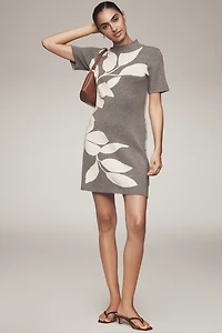 Nina Short-Sleeve Mock-Neck Mod Sweater Mini Dress