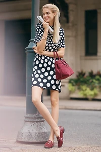 Nina Short-Sleeve Mock-Neck Mod Sweater Mini Dress