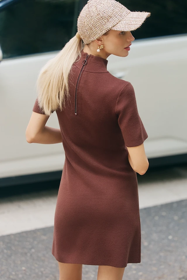 the nina short-sleeve mock-neck mod mini dress Anthropologie The Nina Short-Sleeve Mock-Neck Mod Mini Dress | Black