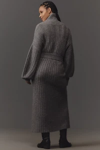 By Anthropologie Long-Sleeve Turtleneck Belted Sweater Midi Dress