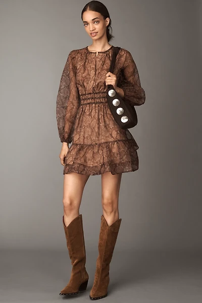 The Somerset Long-Sleeve Organza Mini Dress