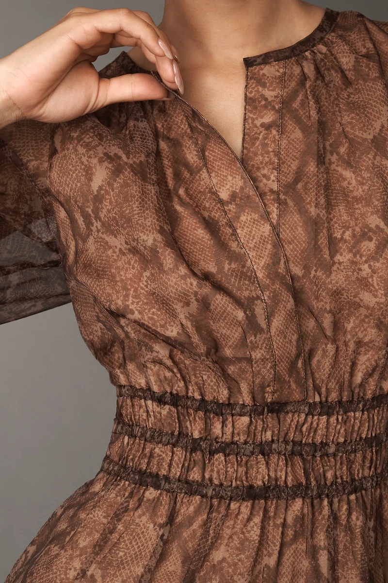 The Somerset Long-Sleeve Organza Mini Dress