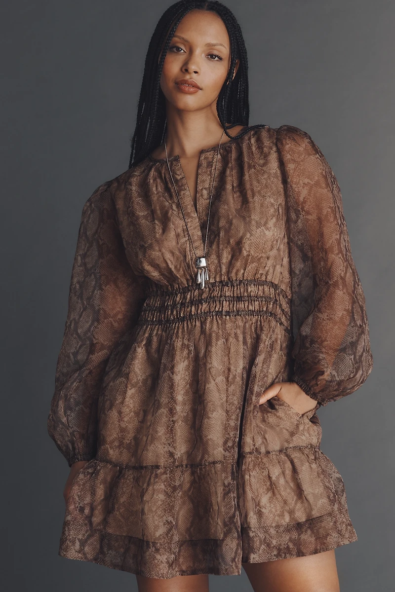 The Somerset Long-Sleeve Organza Mini Dress