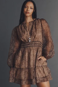 The Somerset Long-Sleeve Organza Mini Dress