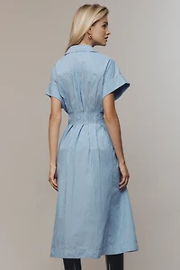 Pilcro Short-Sleeve Seamed Midi Shirt Dress