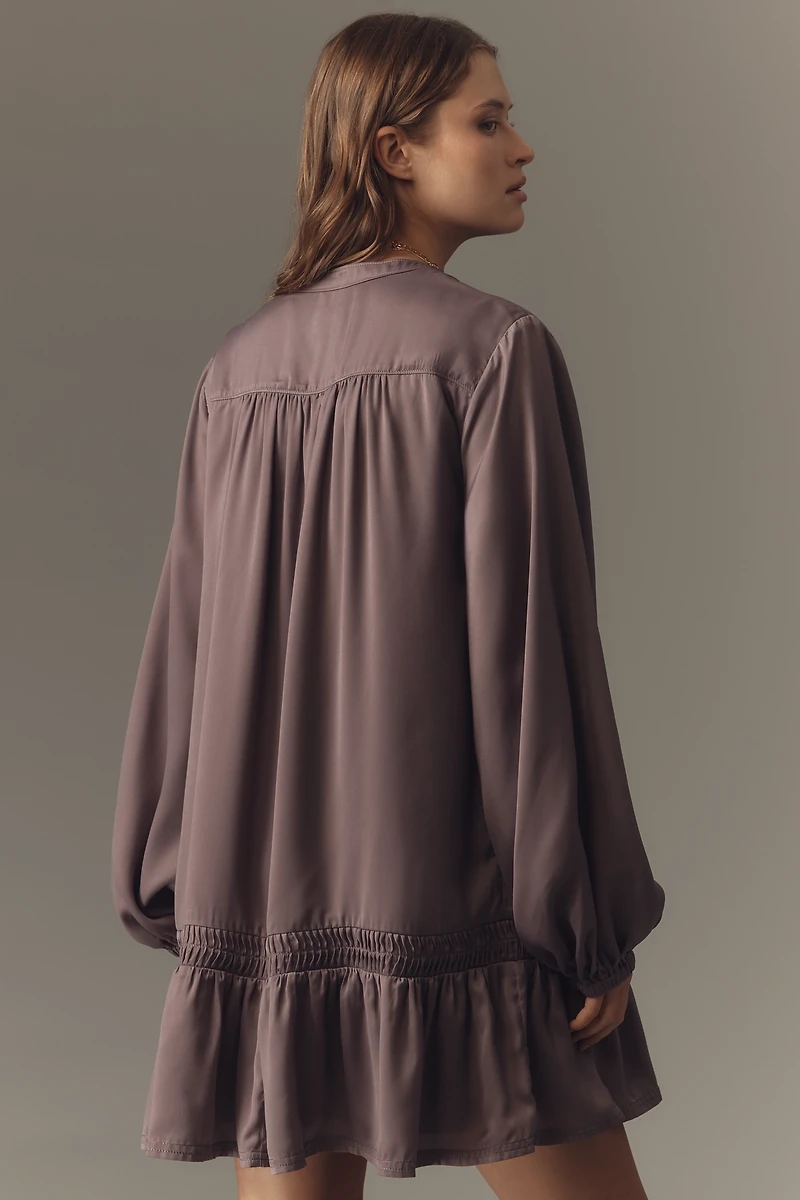 Pilcro Long-Sleeve V-Neck Mini Shirt Dress